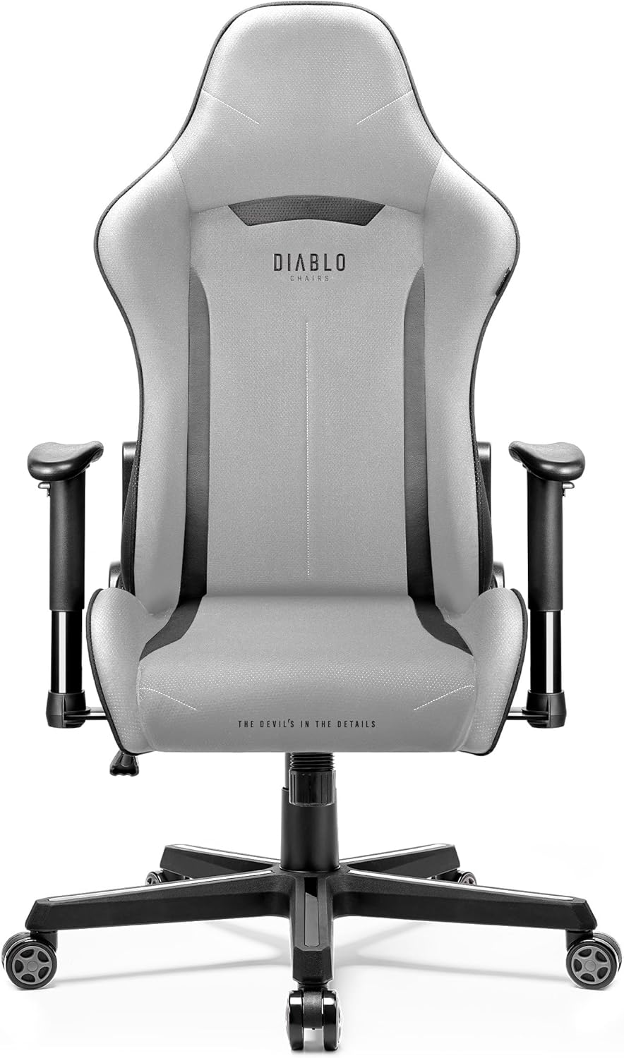 Gaming Chairs - Diablo Gamer Chair X-Starter Gaming Chair Ergonomic with Fabric Cover, Adjustable Armrests, Tilt Mechanism, Load Capacity up to 136 kg, Desk Chair, Gaming, Office Chair, Gaming, Grey – Bild 8