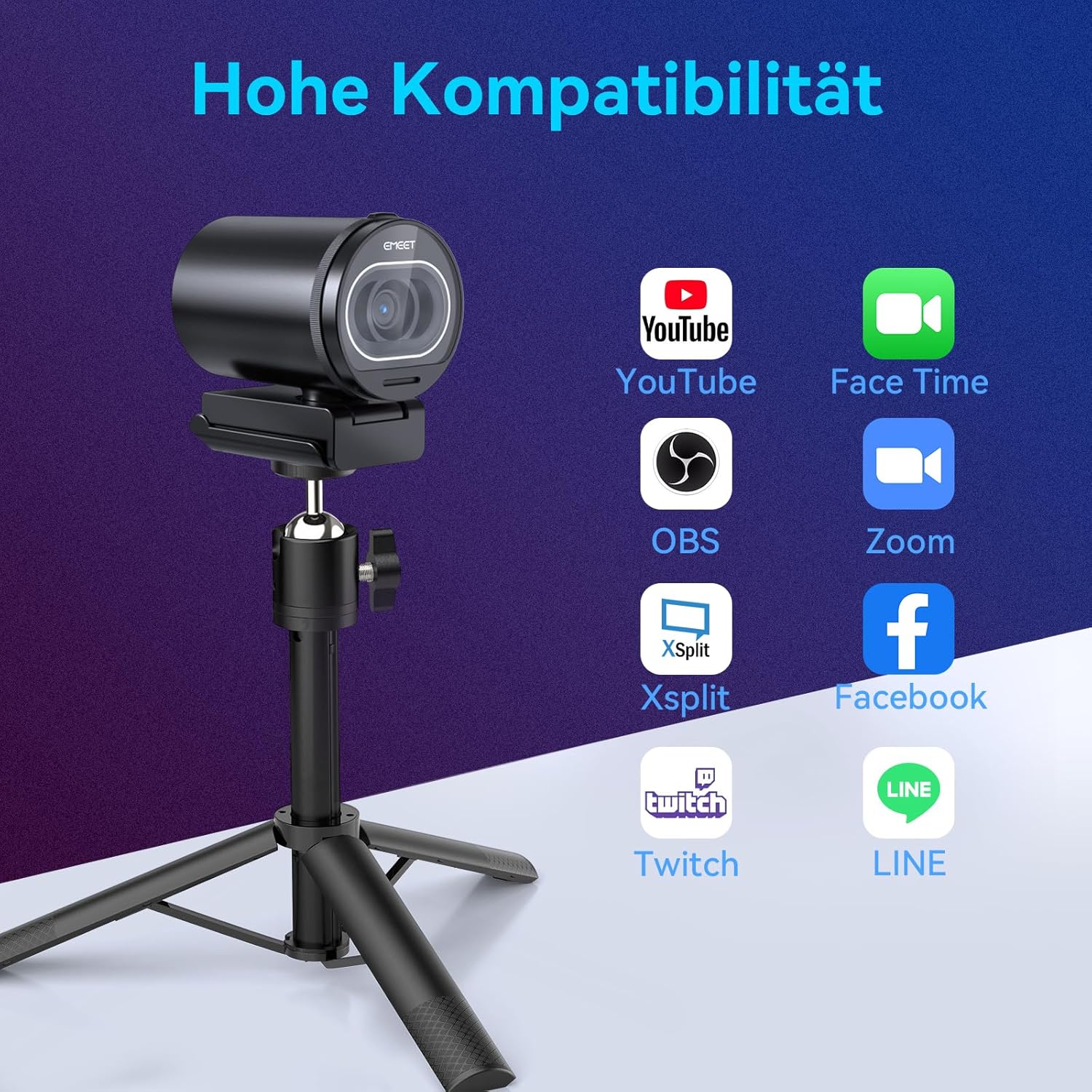 Webcam - EMEET Webcam 4K S600, 1080P Webcam for PC with Microphone, PDAF Auto Focus, Light Correction, 73° Field of View, Privacy Cover, Plug & Play, Web Cam with Microphone for Zoom, Mac, Laptop, Teams, Conference – Bild 8