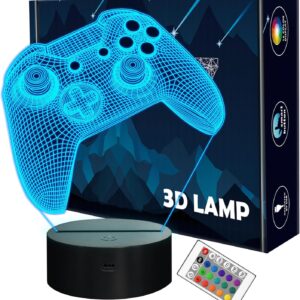 Gaming Consoles & Controllers – 3D Gamepad Night Light, Lightzz Game Console Illusion Lamp with Remote Control + Touch 16 Colour Flashing Changing + Timer Desk Lamps Children’s Room Gifts for Game Fan