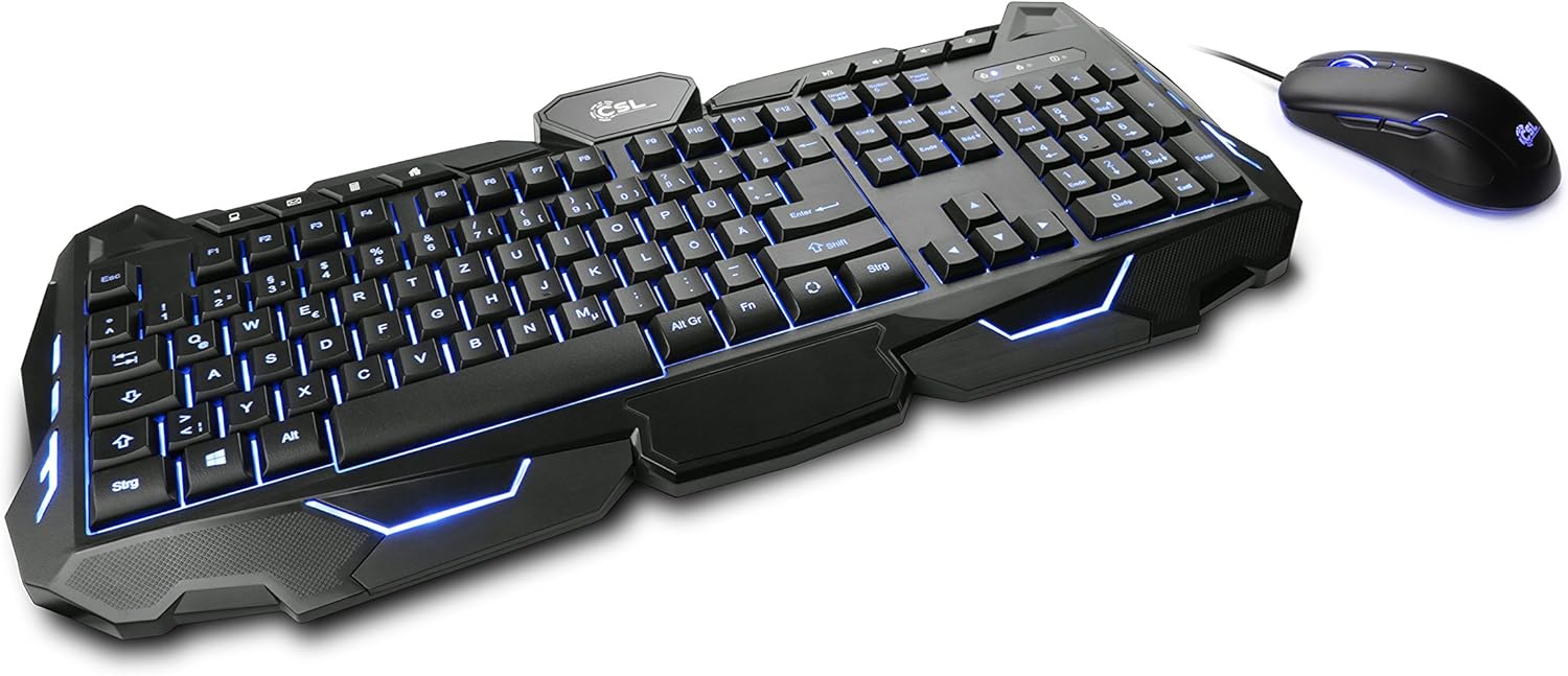 Gaming Tastatur & Maus - CSL Morpheus Gaming Keyboard & Mouse Set LED Lighting RGB Black QWERTZ Key Layout 2400 DPI