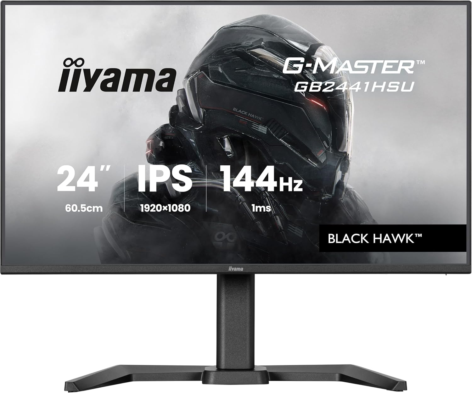 Gaming PC & Gaming Monitors - iiyama G-Master Black Hawk GB2441HSU-B1 60.5 cm IPS LED Gaming Monitor Full HD 144Hz HDMI DP USB 2.0 1ms FreeSync Height Adjustment Pivot Black – Bild 2