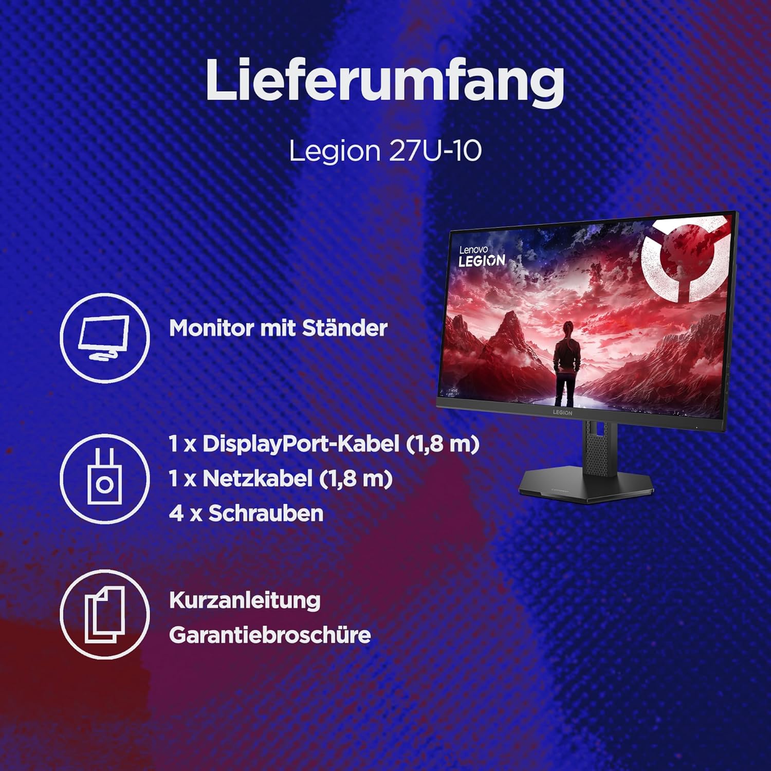 Gaming PC & Gaming Monitors - Lenovo Legion 27U-10 | 27 Inch UHD WLED Gaming Monitor | 3840 x 2160 | 16:9 | 320Hz | 0.5 ms Response Time | HDMI | DisplayPort | Audio 3.5 mm | 3-Sided Panel | TÜV Eye Protection | Black | 6.2 kg – Bild 9