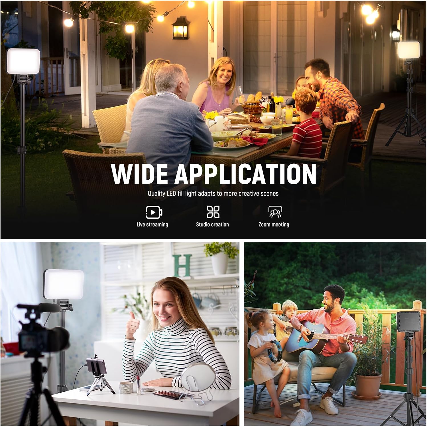 Streaming-Equipment - NEEWER BASICS BP66 LED Video Light Panel Lighting Set Two-Tone Dimmable Portable Studio Lights with Tripod and Filters 3200K ~ 5600K CRI 95 750Lux for Photography Video Recording – Bild 2