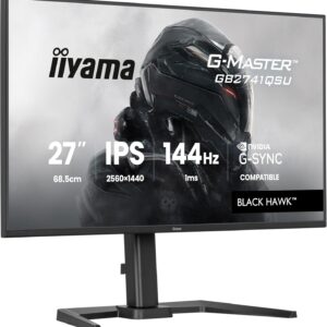Gaming PC & Gaming Monitors – iiyama G-Master Black Hawk GB2741QSU-B1 68.6 cm 27 Inch IPS LED Gaming Monitor QHD 144Hz HDMI DP USB 2.0 1ms G-SYNC Height Adjustment Pivot Black