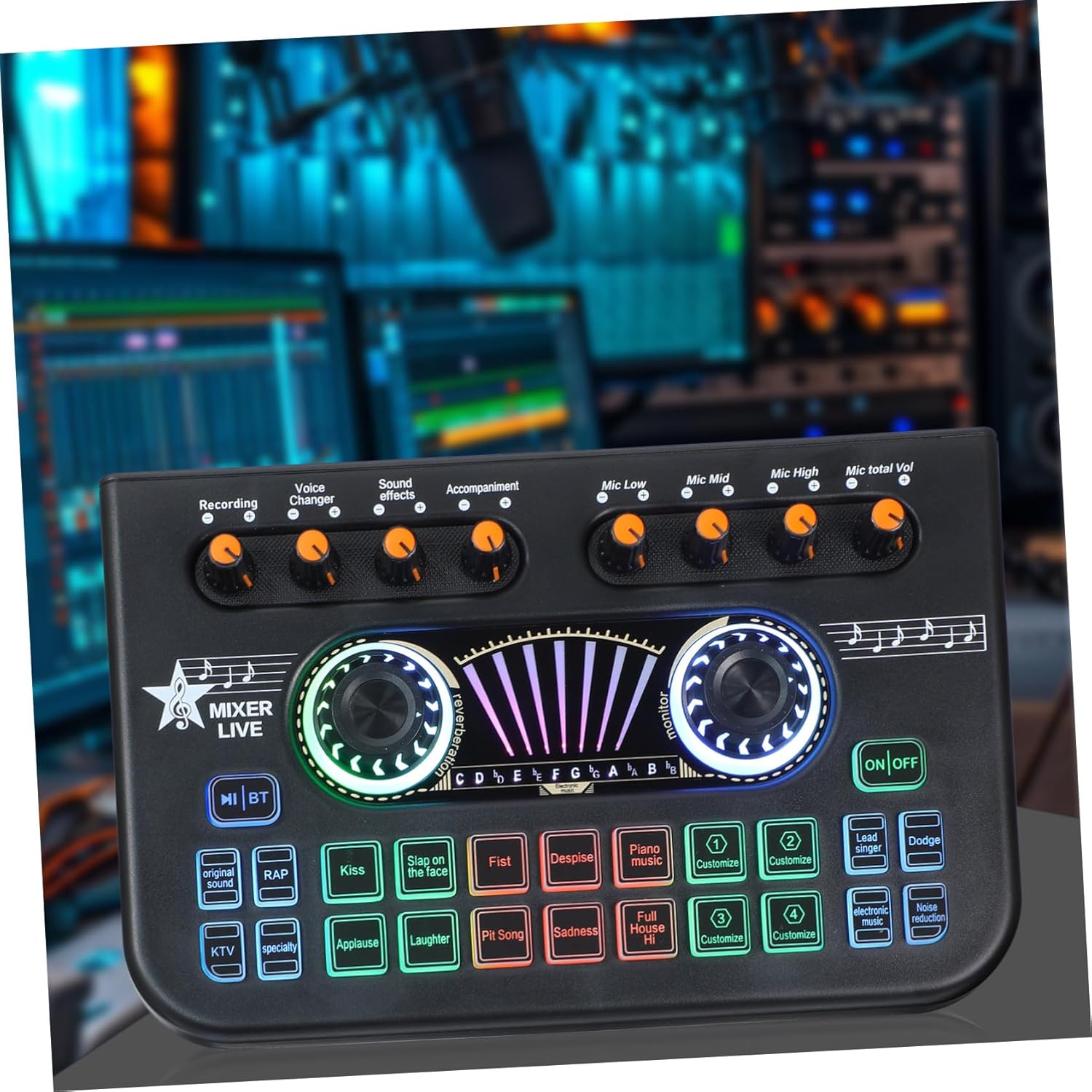 Streaming-Equipment - BESPORTBLE Professional Podcast Equipment with Dual Microphone and Live Sound Card, Durable DJ Audio Interface, Clear Studio Sound for Streaming Recording and Music Production – Bild 6