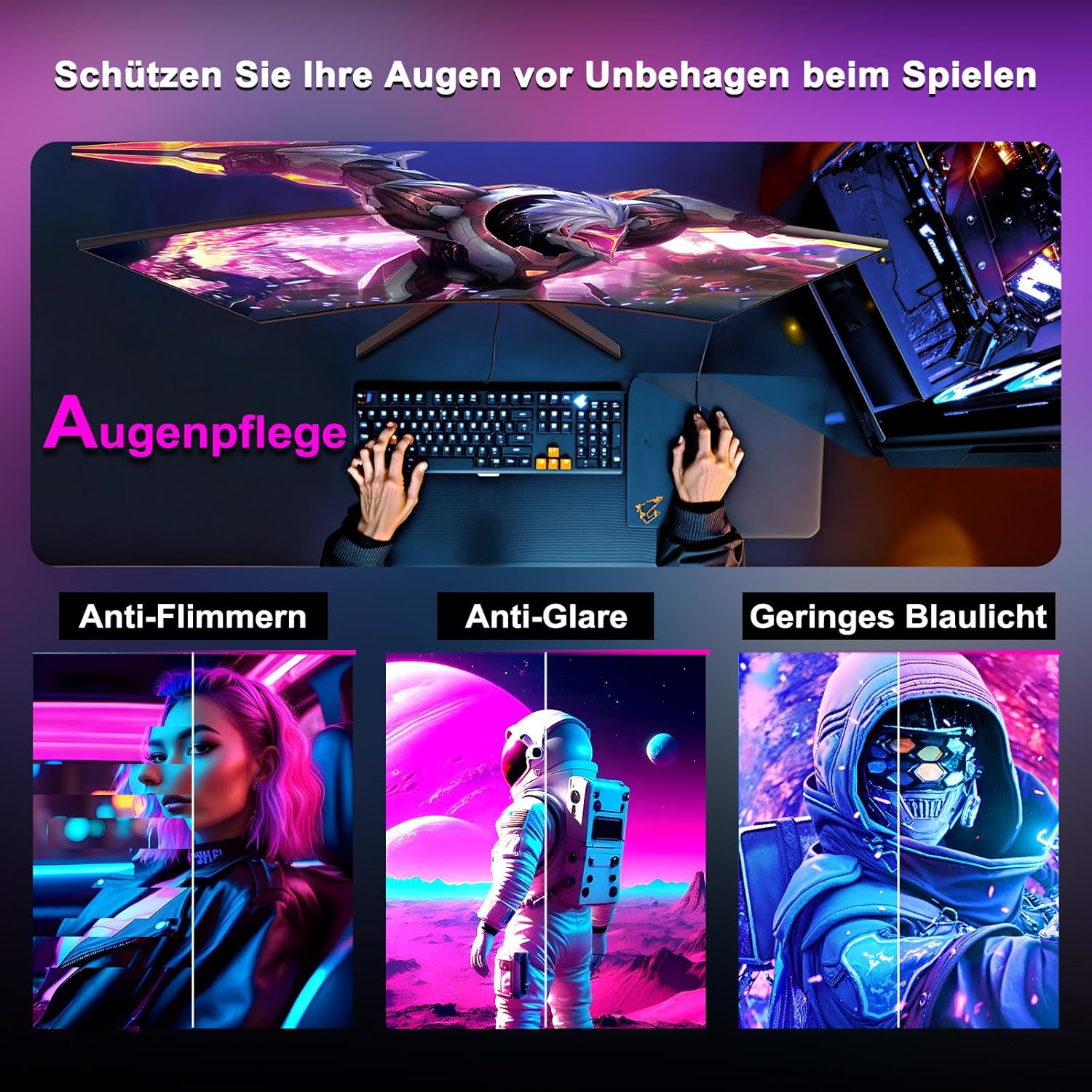 Gaming PC & Gaming Monitors - Minifire 24-Inch Curved Gaming Monitor 180Hz, 1 ms, 130% sRGB, with Speakers, HDR, FreeSync, 300 cd/m², VA, FHD 1080P, Frameless, HDMI1.4 DP1.2 Ports (MFG24C1 HDMI Cable Included) – Bild 9