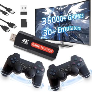 Gaming Consoles & Controllers – X2 Retro Console Game Console Retro Game Stick 4K, 30,000+ Games 30+ Emulators, Emulator Console with 2 Wireless Controllers, Search/Save/Favorites, Button Adjustment, Plug & Play for TV