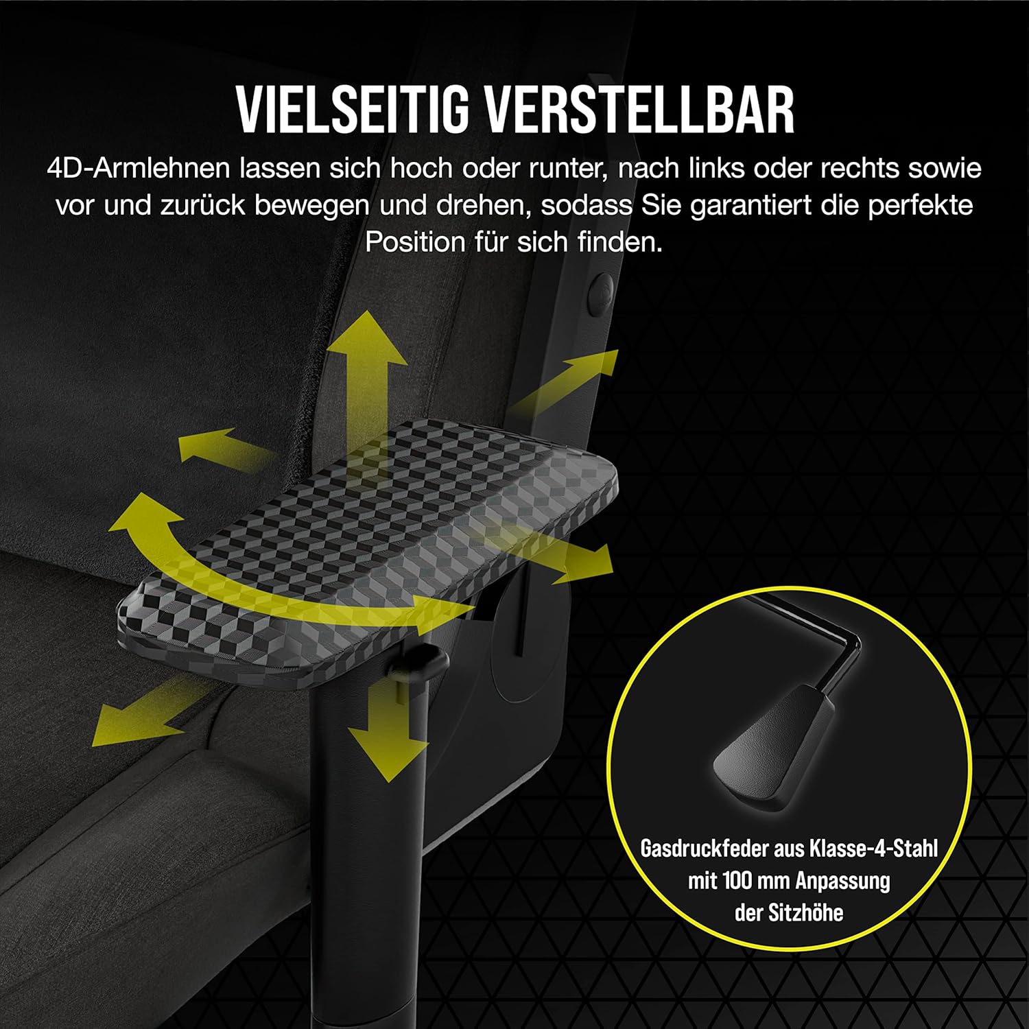 Gaming Chairs - Corsair T3 RUSH Fabric Gaming Chair (2023), Inspired by Motor Sports, Soft Fabric Cover, Detachable Neck Cushion and Memory Foam Lumbar Support, Anthracite – Bild 7