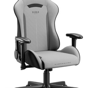 Gaming Chairs – Diablo Gamer Chair X-Starter Gaming Chair Ergonomic with Fabric Cover, Adjustable Armrests, Tilt Mechanism, Load Capacity up to 136 kg, Desk Chair, Gaming, Office Chair, Gaming, Grey