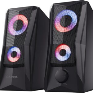 Gaming PC & Gaming Monitors – Trust Gaming GXT 606B Javv 2.0 PC Lautsprecher mit RGB LED Beleuchtung, 12W (6W RMS), USB-Betrieb, Kompakte PC Boxen, Speaker Set, Gaming Lautsprecher für Computer und Laptop – Schwarz