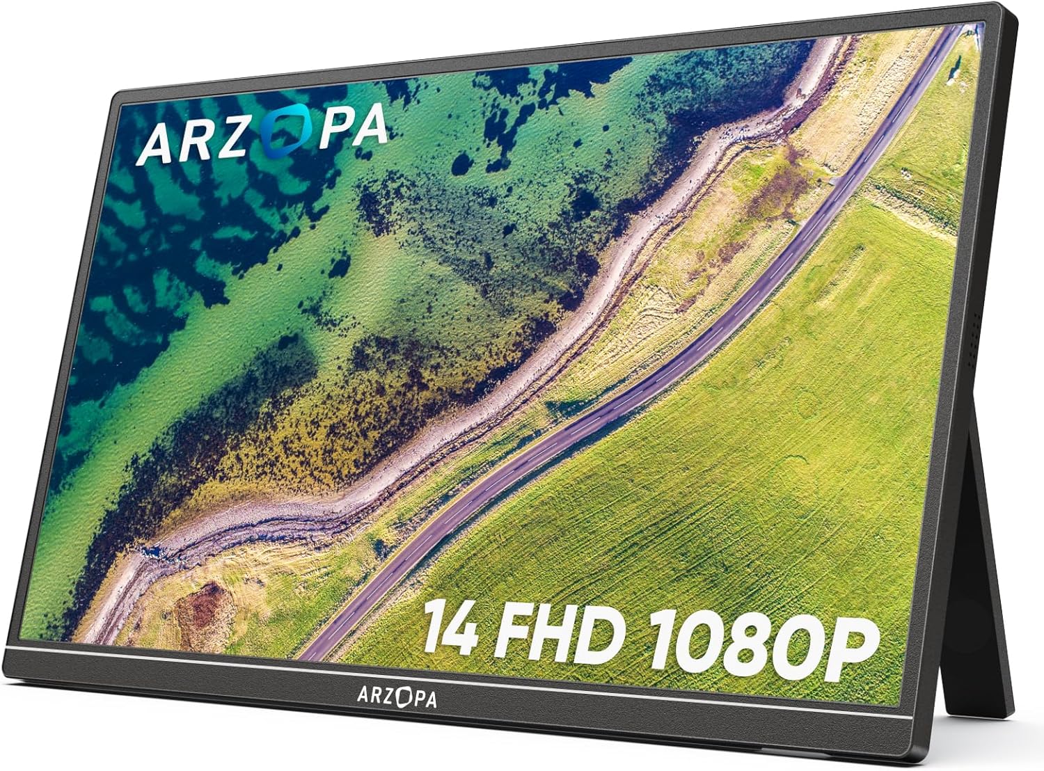 Gaming PC & Gaming Monitors - ARZOPA Portable Monitor, 14.0 Inch 1920 x 1080 FHD IPS Portable Monitor for Laptop with Single Rod, Supports HDMI/Type-C/USB-C, Eye Protection Gaming Screen for Laptop/PC/Mac/PS3/4/5/Xbox