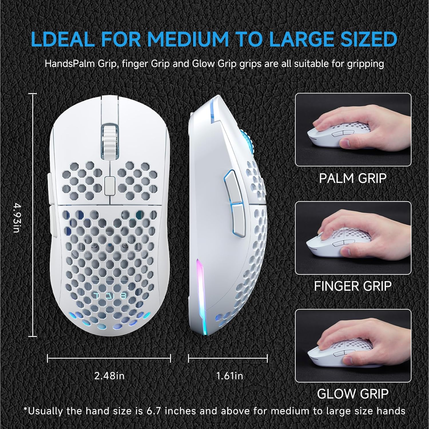 Gaming Tastatur & Maus - TMKB Falcon M1 Wireless Gaming Mouse - 24000 DPI, 180h Battery, 90g Lightweight Construction, 6 Programmable Buttons, RGB Lighting, 2.4G/BT5.2/USB-C for PC/Mac/Laptop, White – Bild 7