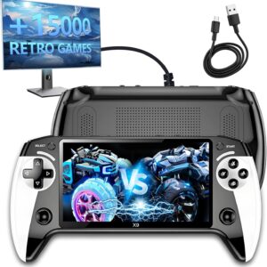 Gaming Consoles & Controllers – X9 Retro Handheld Game Console with 5.5 Inch HD IPS Screen with Eye Protection, Retro Console with TXT E-Book, Linux System, TV Output, 15,000+ Games, External Gamepad, Music, 2000 mAh Video Game