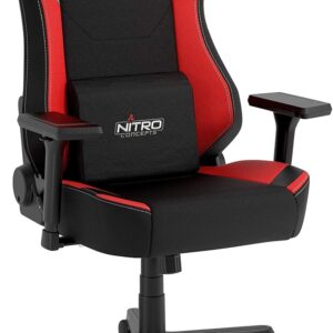 Gaming Chairs – NITRO CONCEPTS X1000 Gaming Chair, Office Chair, Ergonomic Desk Chair, Swivel Chair with Wheels, Gaming Chair, PC Fabric Cover, Load Capacity 135 kg, Black/Red