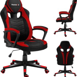 Gaming Chairs – huzaro Force 2.5 Red Mesh Gaming Chair Office Chair Computer Chair PC Chair Ergonomic Gamer Height Adjustable Rotatable with Rocker Function Maximum Load 140 kg Fabric Black Red