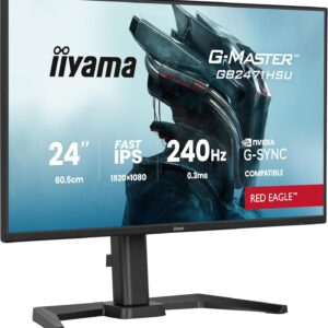 Gaming PC & Gaming Monitors – iiyama G-Master Red Eagle GB2471HSU-B1 Fast IPS LED Gaming Monitor 60.5 cm 23.8 Inch Full HD 240Hz HDMI DP USB 3.2 USB-C 0.3ms G-SYNC Height Adjustment Pivot Black