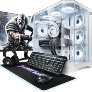 Gaming PC & Laptops – Vibox Gaming PC Set Complete • Monitor 27 Inch • AMD Ryzen 7 9800X3D 5.0GHz • Nvidia RTX 5070 Ti 16GB • 32GB 5600MHz DDR5 RAM • 2TB NVMe SSD • Windows 11 • WLAN • White