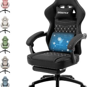Gaming Chairs – Dowinx Gaming Chair with Pocket Spring Cushion, Massage Gaming Chair with Footrest, Ergonomic Racing Gamer Chair 150 kg Load Capacity, Black