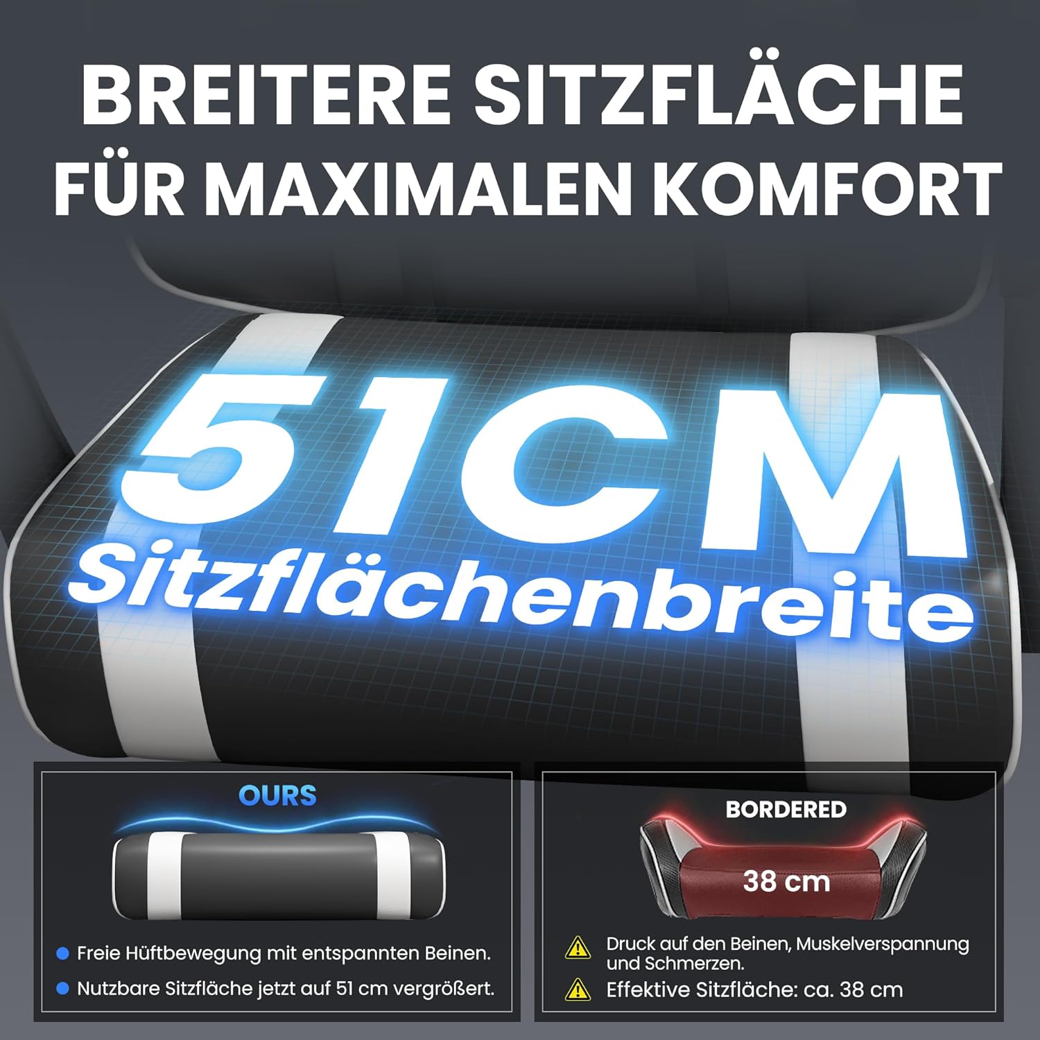 Gaming Chairs - Gaming Chair Gamer Chair - Ergonomic Gamer Chair with Footrest Headrest and Lumbar Support Height Adjustable Padded Gaming Chair 150 kg Load Capacity Black – Bild 5