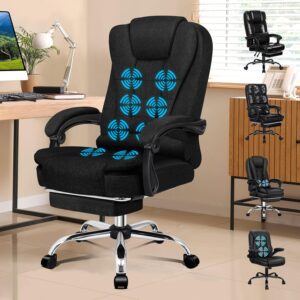 Gaming Chairs – ALFORDSON Office Chair with Massage Function, Ergonomic Design with Large Seat Padding, Lumbar Support, Wheels, for Smooth Mobility in the Office, Black, Linen Fabric