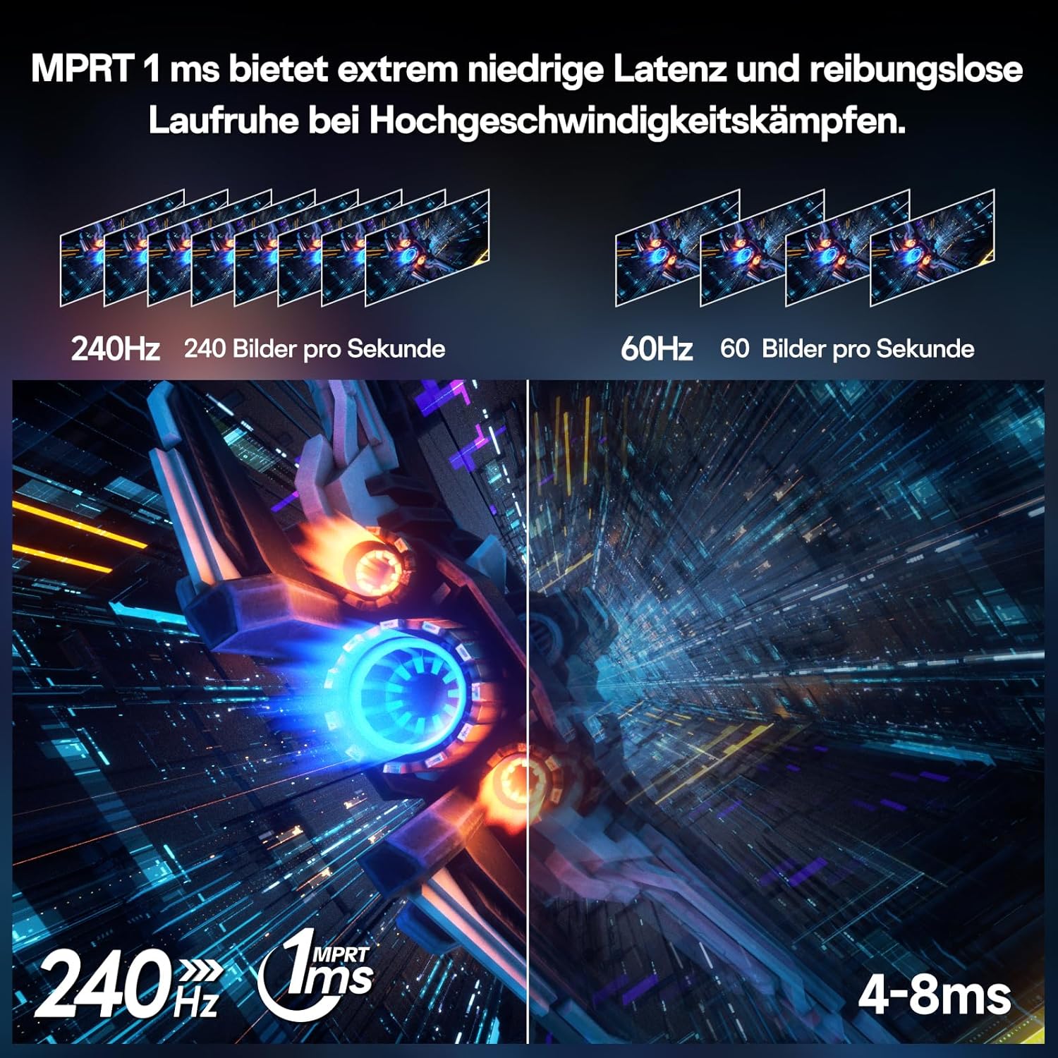 Gaming PC & Gaming Monitors - KOORUI 34 Inch Gaming Monitor, 240Hz PC Screen, Curved 1500R, Adaptive Sync, Ultrawide WQHD (3440 × 1440), HDR400, Height Adjustable (110 mm), Pip/PBP, Black – Bild 5