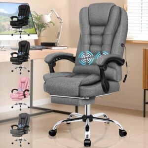 Gaming Chairs – ALFORDSON Ergonomic Office Chair, Gaming Chair, Computer Chair, Desk Swivel Chair with Massage Function, Height Adjustable – for Office, Home and Gaming, Fabric, Grey