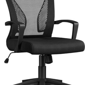 Gaming Chairs – Yaheetech Ergonomic Office Chair, Desk Chair with Mesh Cover, Work Chair with Armrests, Mesh Executive Chair, Height-Adjustable Computer Chair, Load Capacity 136 kg, Breathable, Rocker Function, Black