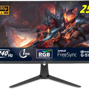 Gaming PC & Gaming Monitors – YEYIAN Gaming Monitor 25 Inch Full HD Resolution LED Panel VA RGB Effects 178° View Refresh Rate 240Hz 16:9 1ms Response Time VESA DP/HDMI G-Sync & FreeSync Compatible