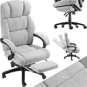 Gaming Chairs – tectake Ergonomic Office Chair, Velour Swivel Chair, Office Chair with Footrest, Executive Chair, Desk Chair, Gaming Chair, Ergonomic Office Chair, Gaming Chair – Grey