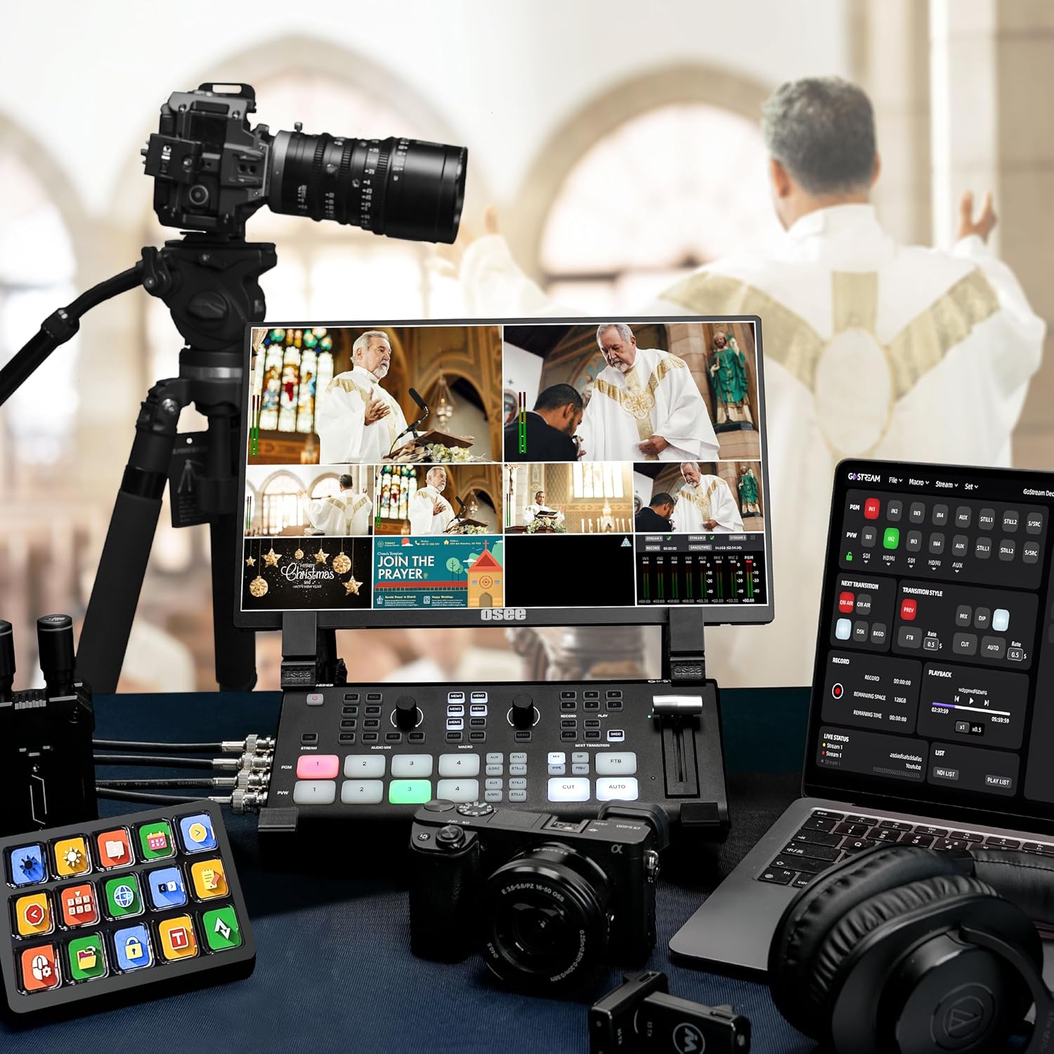 Streaming-Equipment - Osee GoStream Duet SDI and HDMI Video Mixer Switcher Live Streaming Mixer Switch for Multiple Cameras with SD Recording and NDI HX Support – Bild 8