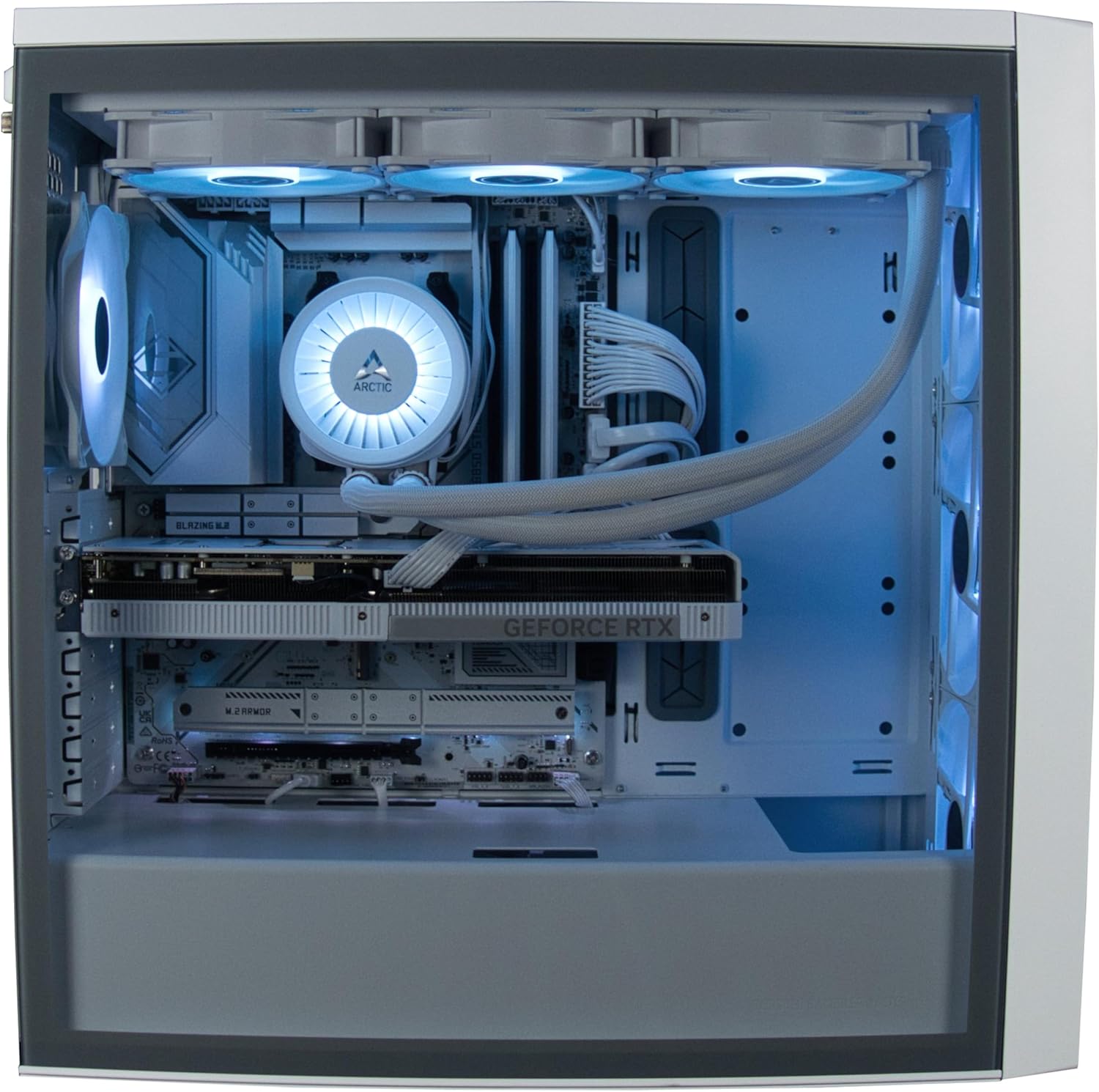 Gaming PC & Laptops - Gaming PC White AMD Ryzen 9 9950X3D up to 5.7GHz Turbo 64GB DDR5-6000MHz 4TB M.2 SSD Ge Force RTX 5080 16GB GDDR7 Wi-Fi 240mm Water Cooling Windows 11 Pro Adjustable RGB Lighting – Bild 4