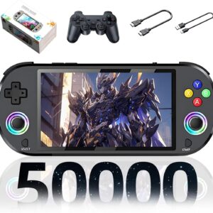 Gaming Consoles & Controllers – M22 Pro Retro Handheld Game Console, Retro Console, 50,000+ Games, 30+ Emulators, EmuELEC System Portable Game Console, 5 Inch IPS Colours RGB Screen, with Wireless Controller, 3000 mAh (Black-256G)