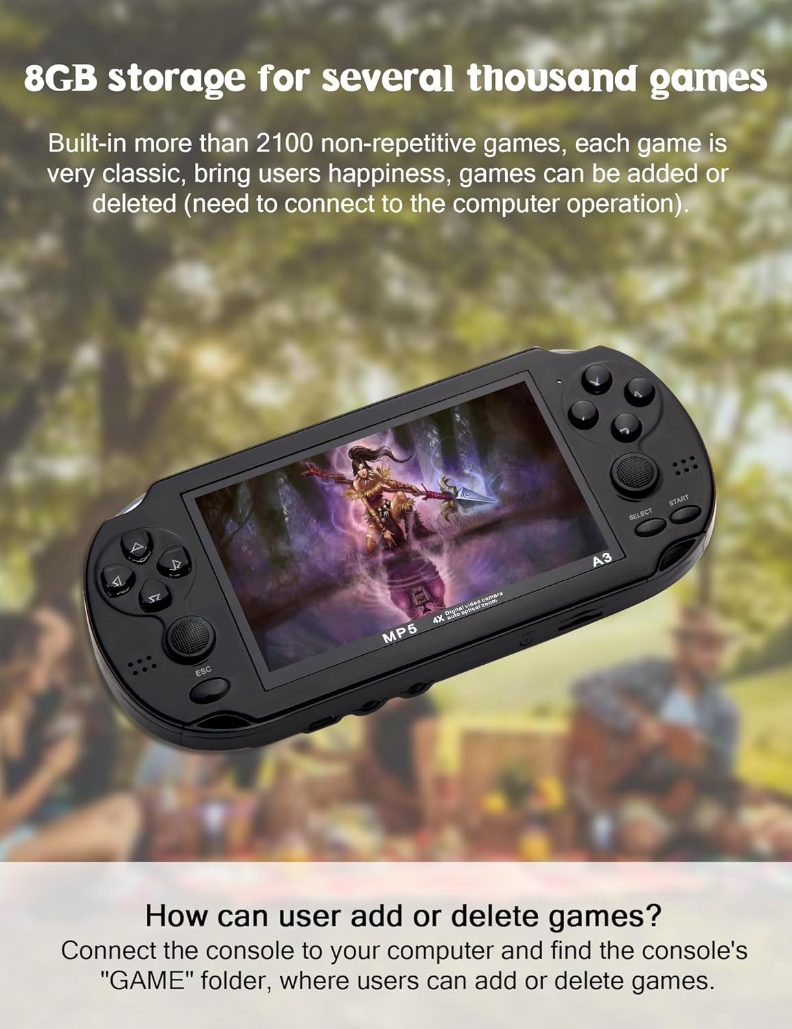 Gaming Consoles & Controllers - CZT Video Game Console 4.3 Inch 8GB Built-in 2100 Free Games for Multiple Simulators Handheld Game Console Video/Music TV Output Game Can Be Archived A Birthday Gifts – Bild 5