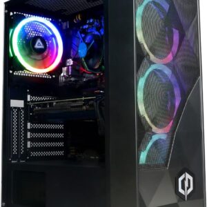 Gaming PC & Laptops – CYBERPOWERPC Regiment Gaming PC – AMD Ryzen 5 4500, Nvidia RTX 3050 6GB, 8GB RAM, 500GB NVMe SSD, 450W PSU, Windows 11, Blaze RGB