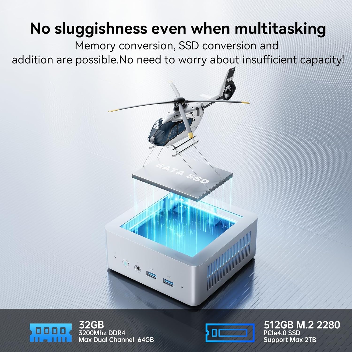 Gaming PC & Laptops - KODLIX Mini PC GD90, Core i9-12900HK(14C/20T, up to 5.0GHz), Mini Desktop PC 32GB DDR4 512GB SSD, HDMI/USB-C/DP, Wi-Fi6E, Bluetooth 5.2, RJ45 2.5 LAN, Triple 4K Display – Bild 5