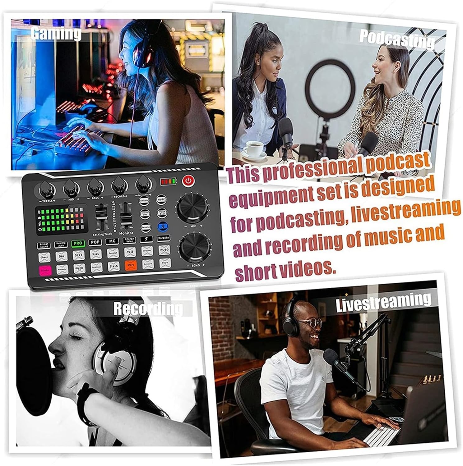 Streaming-Equipment - Sound Card Kit, Podcast Equipment Pack, Sound Card Microphone (120KHz/24Bit) and Professional Audio Mixer for Streaming Gaming – Bild 6