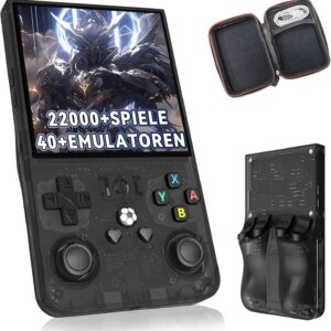Gaming Consoles & Controllers – R36MAX Retro Video Game Console 128G, Portable Handheld Emulator Console with Built-in 22000+ Retro Games 40+ Emulators, Open Source Linux System 4.0 Inch IPS HD Screen (Black Translucent)