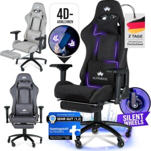 Gaming Chairs – Ergonomic Gaming Chair [Test Winner] Scratch-Free Wheels Breathable 4D Armrests with Footrest Ergonomic Gaming Chair Fabric 150 kg Load Capacity Gaming Chair Gaming Chair