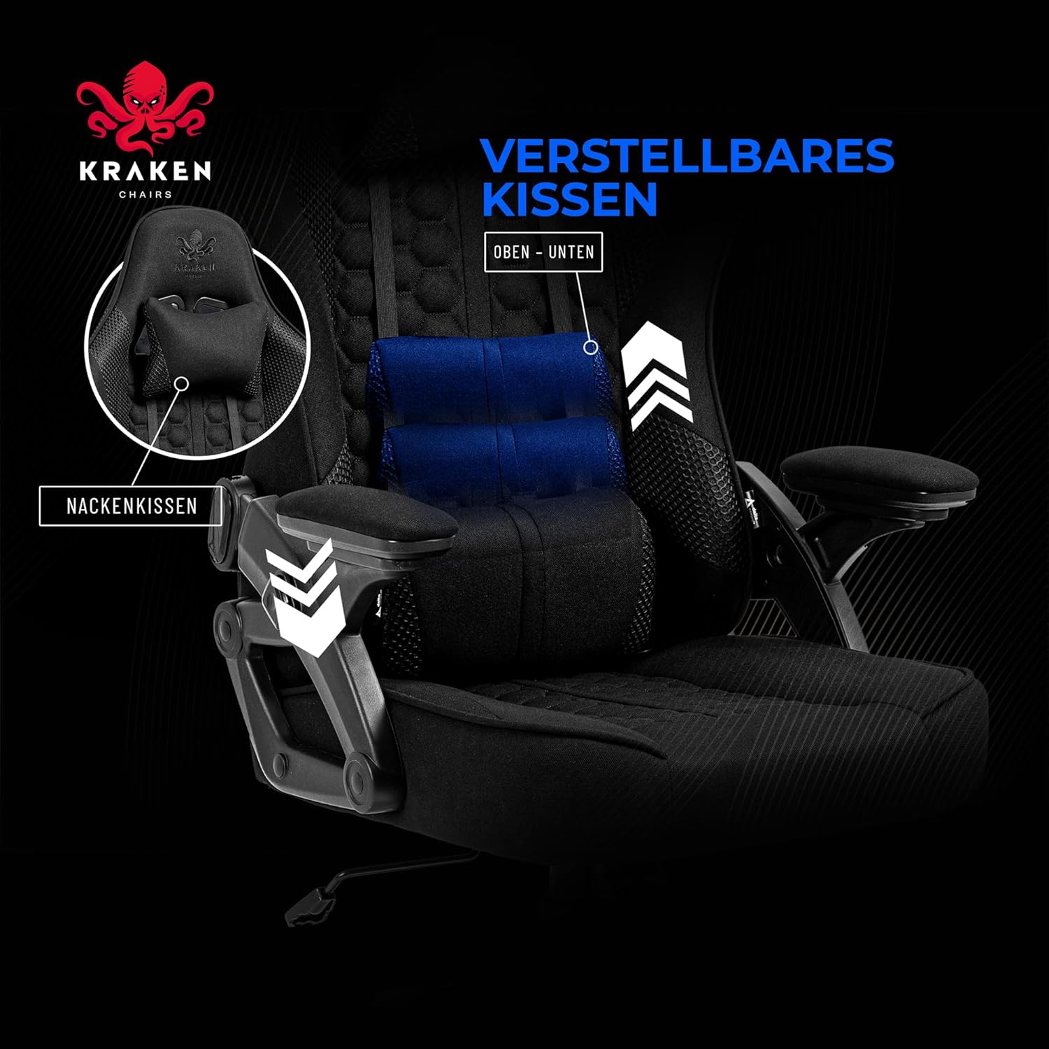 Gaming Chairs - Gaming Chair Fabric - Black - Office Chair - Ergonomic Computer Chair Gamer - 130 kg Load Capacity - Gamer Chair - Gaming Chair - Gaming Chair Ergonomic - Gaming Chair - PC Chair – Bild 13