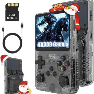 Gaming Consoles & Controllers – R36S Retro Handheld Game Console, Retro Console 3.5 Inch IPS Screen, 128G Over 40,000 Games, Portable Game Console for Children and Adults, Supports Multiple Emulators (Black)