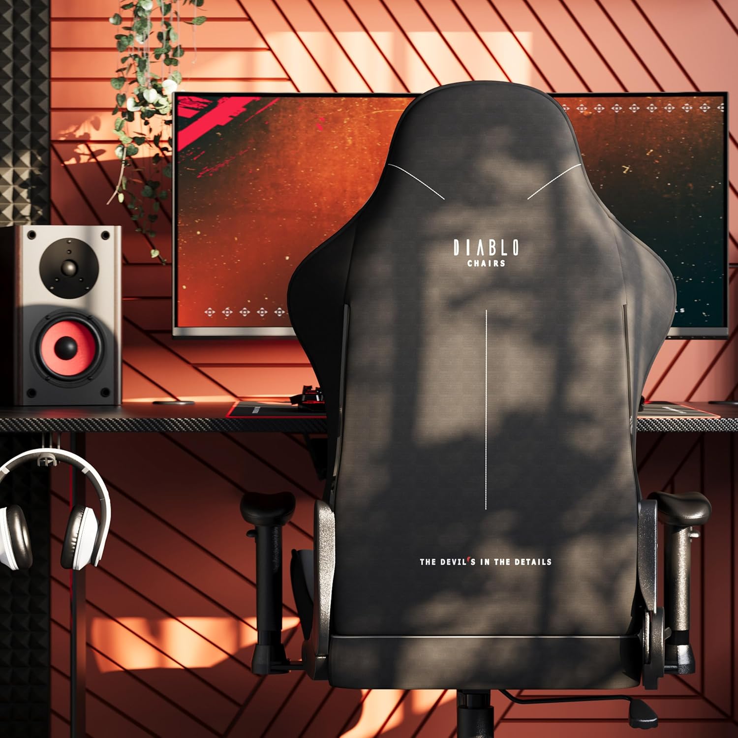 Gaming Chairs - Diablo Gamer Chair X-Starter Gaming Chair Ergonomic with Fabric Cover, Adjustable Armrests, Tilt Mechanism, Load Capacity up to 136 kg, Desk Chair, Gaming, Office Chair, Gaming, Grey – Bild 7