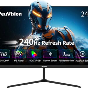 Gaming PC & Gaming Monitors – 24 Inch Gaming Monitor, 240Hz, FHD 1080p, PC Monitor, 1ms, IPS Panel, FreeSync, Adaptive Sync, VESA Mountable, Eye-Care, 100% sRGB, Frameless Screen, HDMI x 1, DP x 1