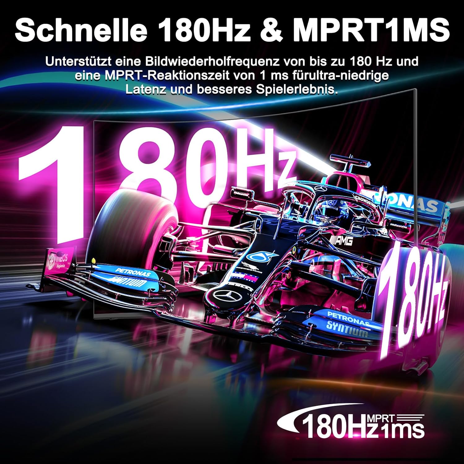 Gaming PC & Gaming Monitors - Minifire 24-Inch Curved Gaming Monitor 180Hz, 1 ms, 130% sRGB, with Speakers, HDR, FreeSync, 300 cd/m², VA, FHD 1080P, Frameless, HDMI1.4 DP1.2 Ports (MFG24C1 HDMI Cable Included) – Bild 2