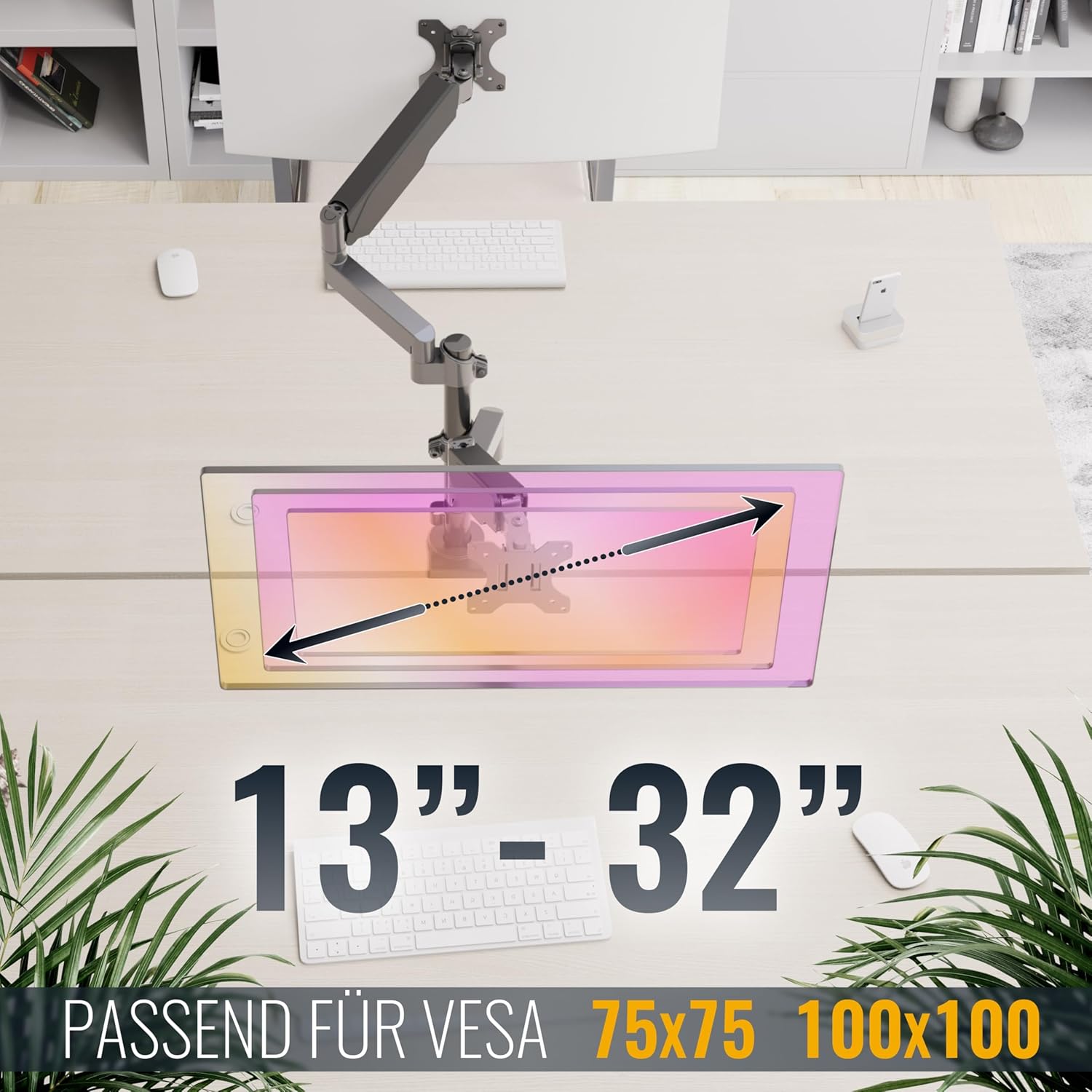 Gaming PC & Gaming Monitors - RICOO Monitor Mount 2 Monitors Screen Mount Dual Monitor Arm Monitor Mount Stand Arms for 13-32 Inch Computer Monitors PC Gaming Screen TS9611 Stand Table Mount Monitor Holder – Bild 6