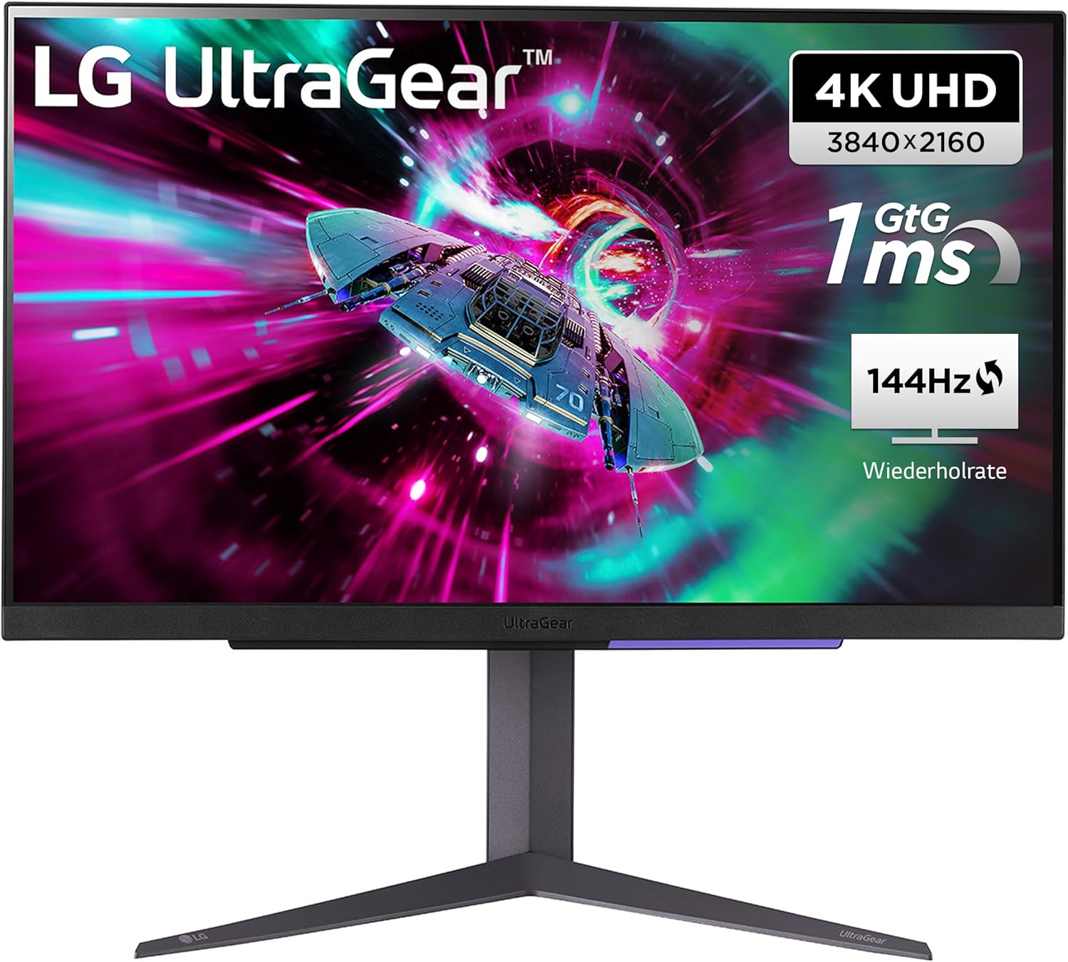 Gaming PC & Gaming Monitors - LG Ultragear 16:9 UHD Gaming Monitor, 27GR93U-B, 68.5 cm, IPS Display, HDR10, AMD FreeSync, Grey/Black