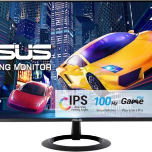 Gaming PC & Gaming Monitors – ASUS Eye Care VZ27EHF – 27 Inch Full HD Monitor – Slim Design, Frameless, Flicker-Free, Blue Light Filter, Adaptive Sync – 100 Hz, 1ms MPRT, 16:9 IPS Panel, 1920 x 1080 – HDMI, Black