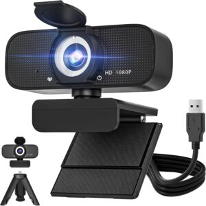 Webcam – 1080P Full HD Webcam with Built-in Microphone and Rotating Tripod Privacy for Desktop PC Laptop Computer Style4