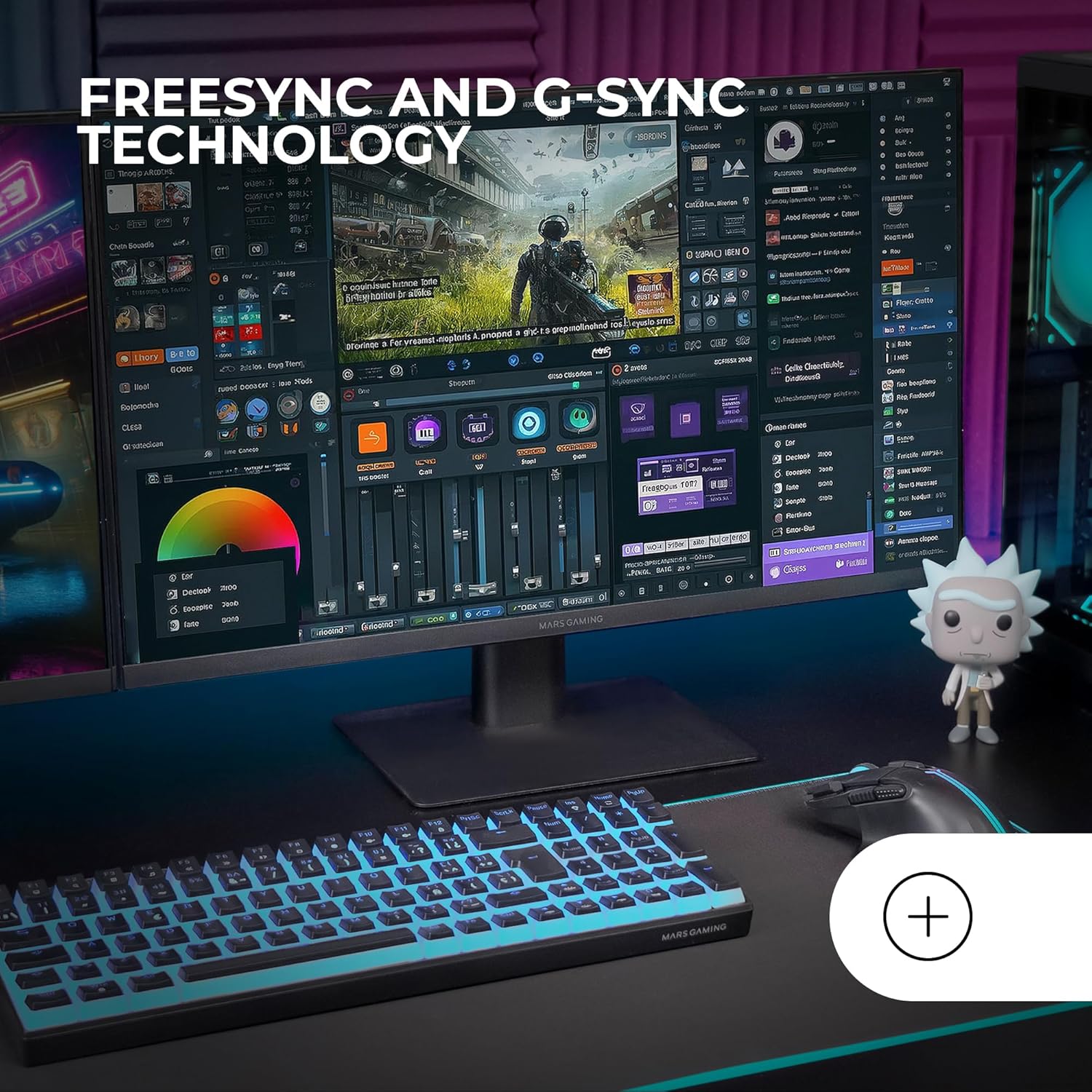 Gaming PC & Gaming Monitors - MARSGAMING MV-24, Monitor 24 Inch IPS FHD 120Hz, HDR10 1ms, FreeSync and G-SYNC, PC Monitor Integrated Speakers, 25° Tilt, Low Blue Light and Flicker Free, HDMI + DisplayPort + Jack 3.5 mm, Black – Bild 4