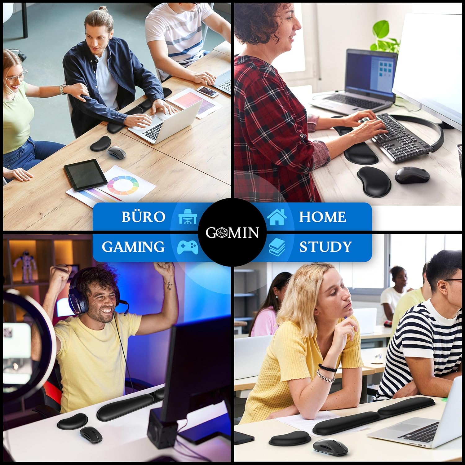 Gaming Tastatur & Maus - Gomin Wrist Rest for Keyboard and Mouse - Ergonomic Wrist Support Set Non-Slip - Foldable Memory Foam Wrist Rest - Keyboard Pad Ergonomic and Comfortable for Office and Home Office – Bild 6