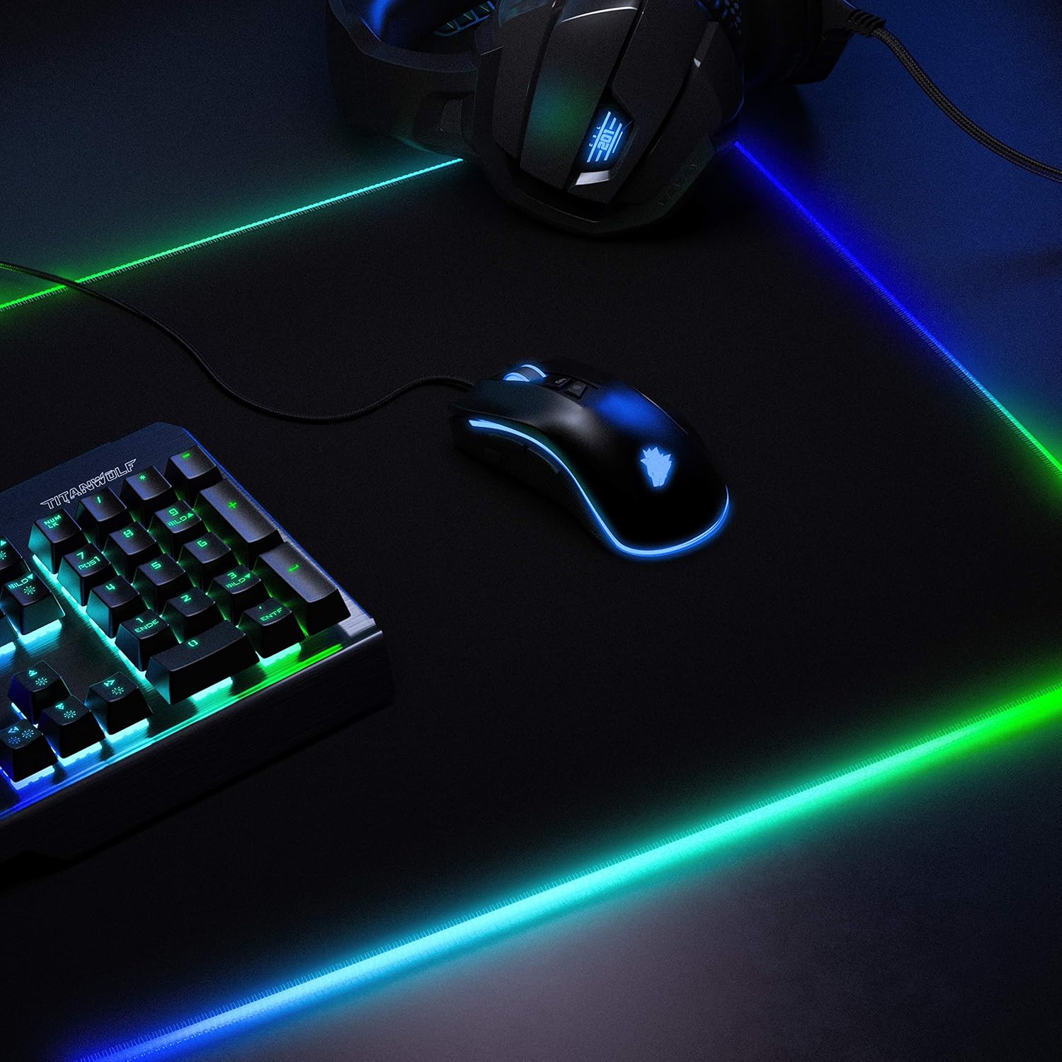 Gaming Tastatur & Maus - DE RGB Mouse Mat – Bild 6